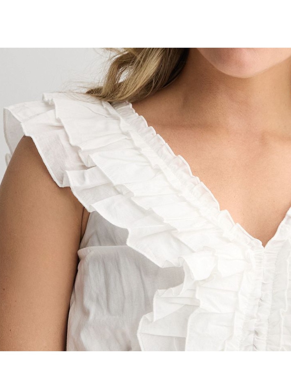 White Cotton Ruffle Top - Picture 5 of 7